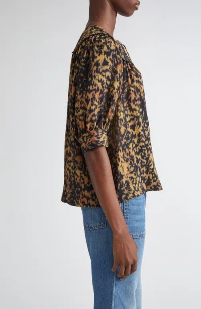 Ulla Johnson Blaire Leopard Print Short Sleeve Top