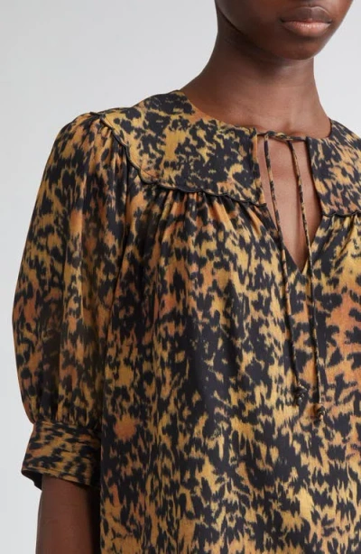 Ulla Johnson Blaire Leopard Print Short Sleeve Top