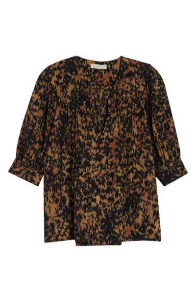 Ulla Johnson Blaire Leopard Print Short Sleeve Top