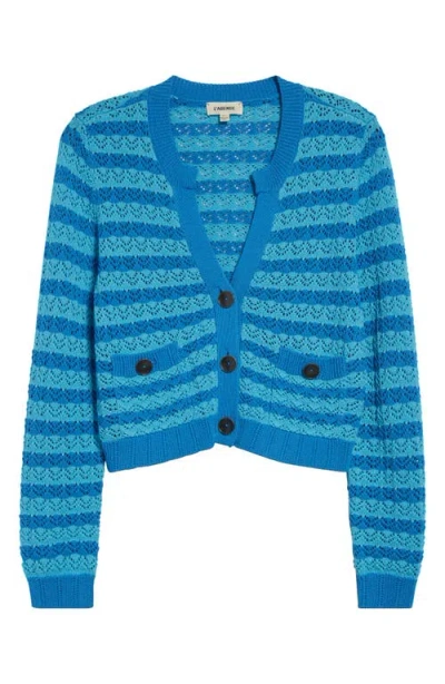 L Agence L'agence Orla Stripe Pointelle Cardigan In Blue
