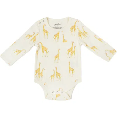 Pehr Cotton Giraffe Print Bodysuit In White