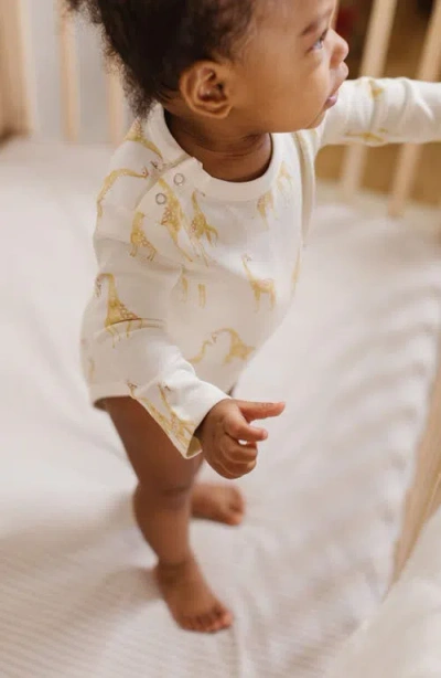 Pehr Cotton Giraffe Print Bodysuit In White