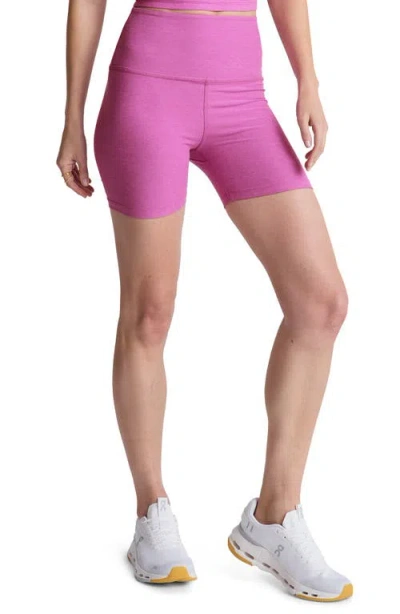 Beyond Yoga Keep Pace Space Dye Bike Shorts In Purple