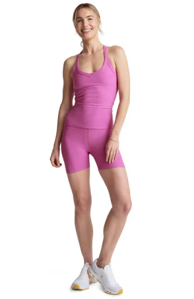 Beyond Yoga Keep Pace Space Dye Bike Shorts In Purple