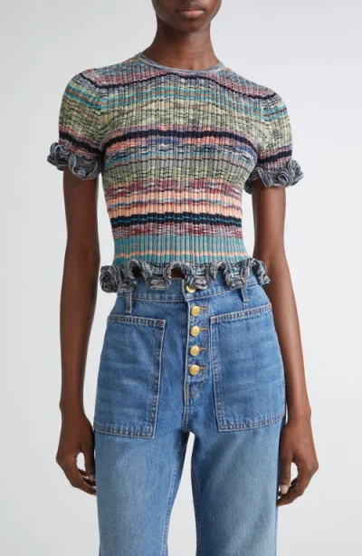 Ulla Johnson Miya Ruffle Space Dye Top