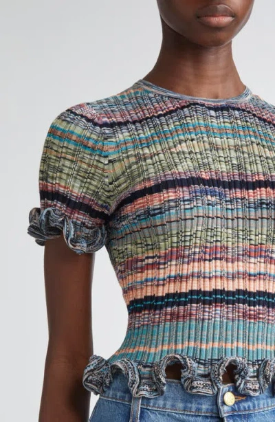 Ulla Johnson Miya Ruffle Space Dye Top
