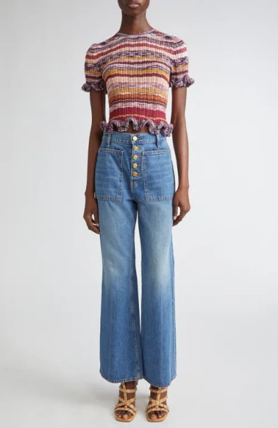 Ulla Johnson Miya Short-sleeve Knit Ruffle Top