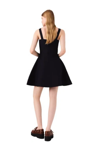 Maje Mini Knitted Babydoll Dress In Black