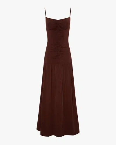 Weworewhat Ruched Front Scoop Maxi Dress In Burgundy