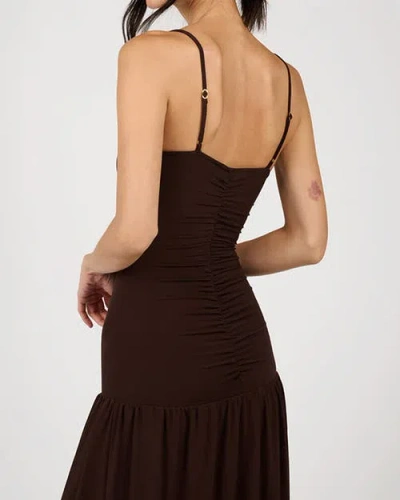 Weworewhat Ruched Front Scoop Maxi Dress In Burgundy