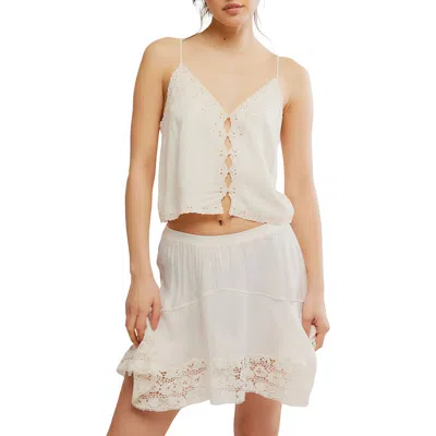 Free People Pieces Of You Embroidered Button-up Camisole In White