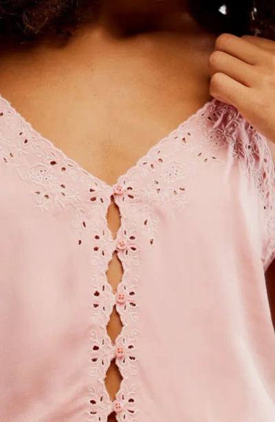 Free People Pieces Of You Embroidered Button-up Camisole In Pink