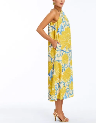 Mestiza New York Bijou Halter Midi Dress In Yellow