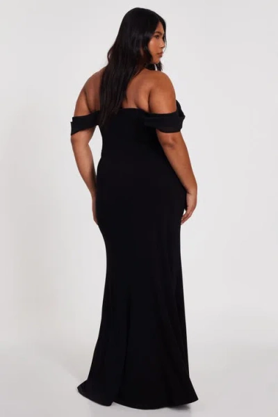 Quiz Plus Size Scuba Crepe/chiffon Bardot Maxi Dress