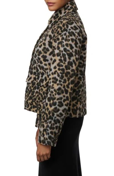 Bernardo Leopard Print Crop Jacket In Black