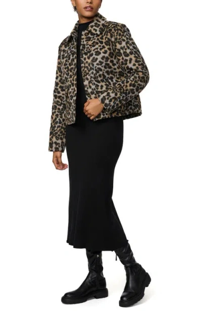 Bernardo Leopard Print Crop Jacket In Black