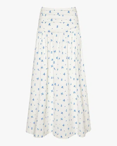 Weworewhat Ruched Waist Midi Skirt In White