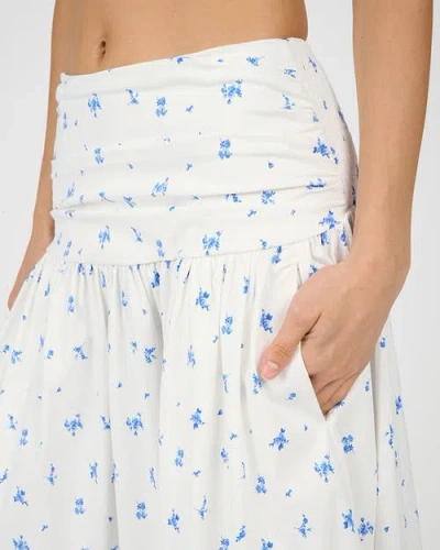 Weworewhat Ruched Waist Midi Skirt In White