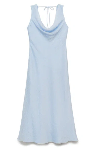 Mango Cowl Neck Sleeveless Dress In Blue