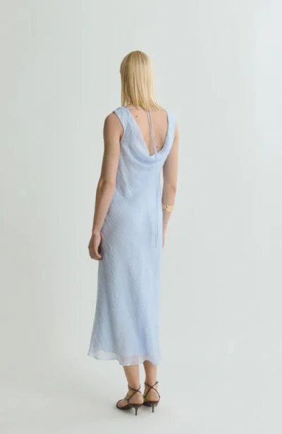 Mango Cowl Neck Sleeveless Dress In Blue