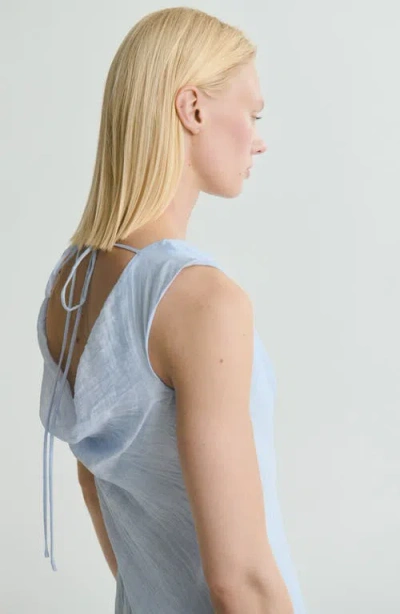 Mango Cowl Neck Sleeveless Dress In Blue