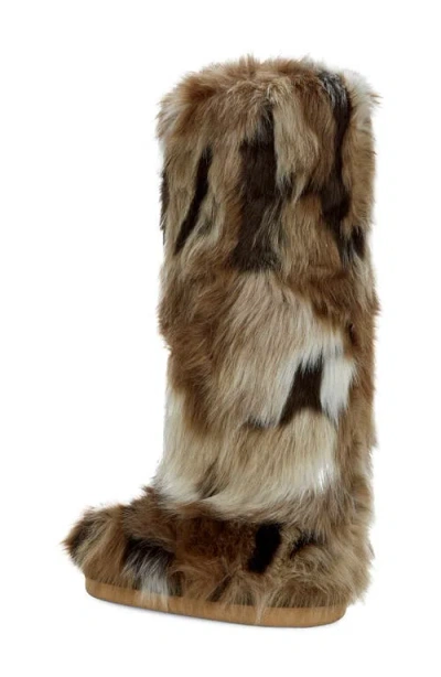 Azalea Wang Fennec Faux Fur Over The Knee Boot In Brown