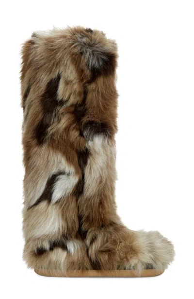 Azalea Wang Fennec Faux Fur Over The Knee Boot In Brown