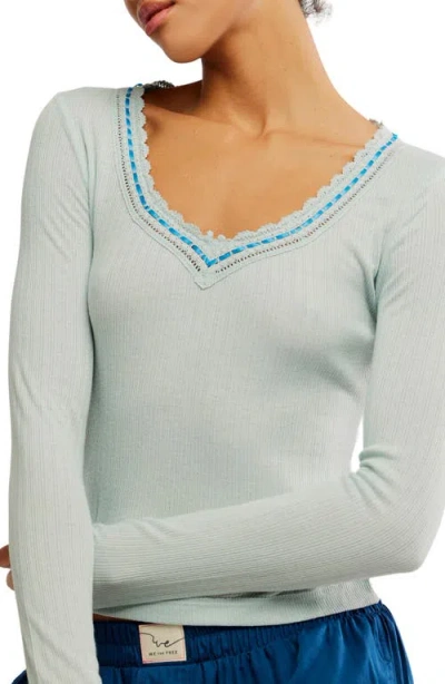 Free People Only You Long Sleeve Pajama Top In Green