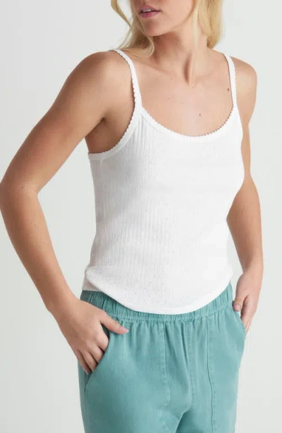 Hurley Simple Joys Pointelle Cotton Tank In White