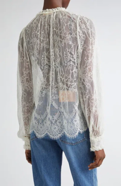 Ulla Johnson Iliana Pussybow Tie Sheer Cotton Lace Top