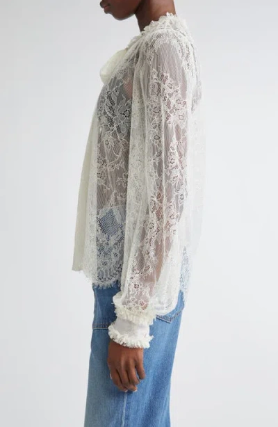 Ulla Johnson Iliana Pussybow Tie Sheer Cotton Lace Top