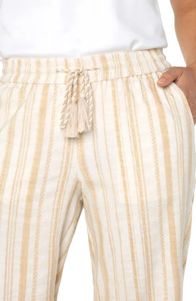 Liverpool Los Angeles Stripe Pull-on Wide Leg Linen Blend Pants In Neutral
