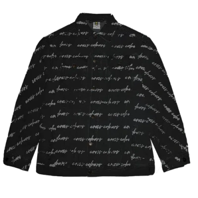 Cross Colours Signature Print Classic Jean Jacket In Black