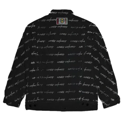 Cross Colours Signature Print Classic Jean Jacket In Black