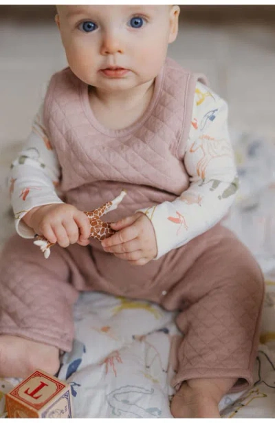 Pehr Lap Shoulder Print Long Sleeve Organic Cotton Bodysuit In Neutral