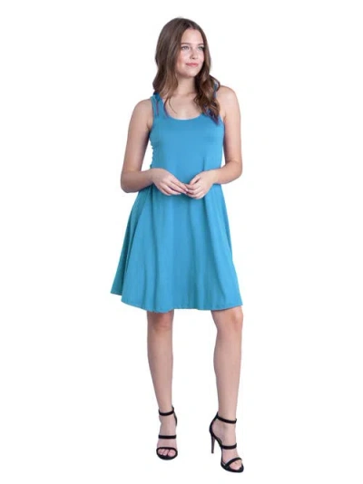 24seven Comfort Apparel Petites Sleeveless A-line Fit And Flare Skater Dress In Blue