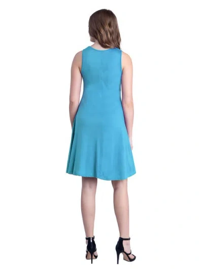 24seven Comfort Apparel Petites Sleeveless A-line Fit And Flare Skater Dress In Blue