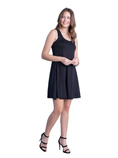 24seven Comfort Apparel Petites Sleeveless A-line Fit And Flare Skater Dress In Black