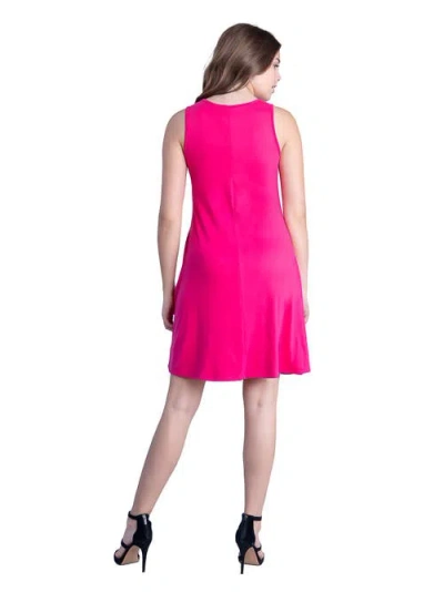 24seven Comfort Apparel Petites Sleeveless A-line Fit And Flare Skater Dress In Pink
