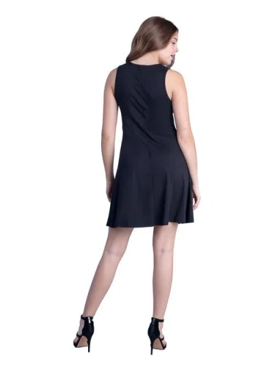 24seven Comfort Apparel Petites Sleeveless A-line Fit And Flare Skater Dress In Black