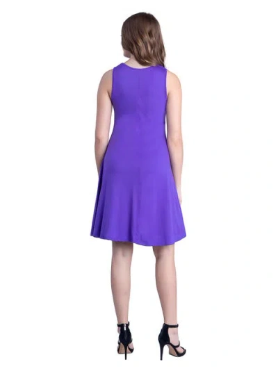 24seven Comfort Apparel Petites Sleeveless A-line Fit And Flare Skater Dress In Purple