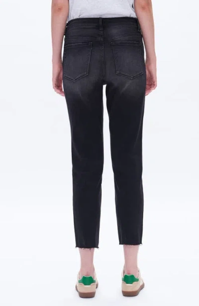 Bayeas High Waist Distressed Ankle Straight Leg Jeans In Black