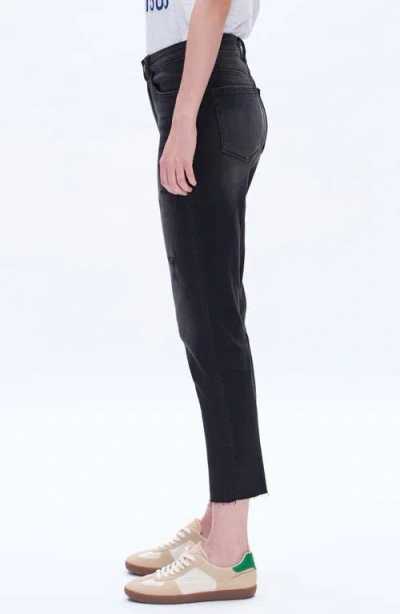 Bayeas High Waist Distressed Ankle Straight Leg Jeans In Black