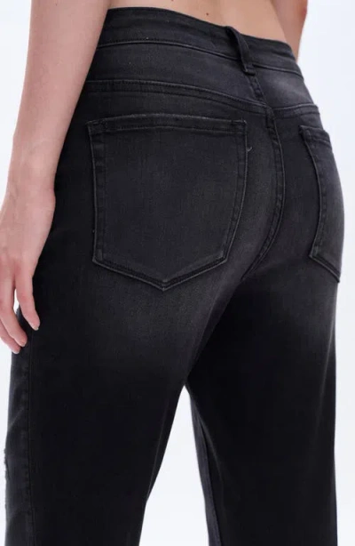 Bayeas High Waist Distressed Ankle Straight Leg Jeans In Black