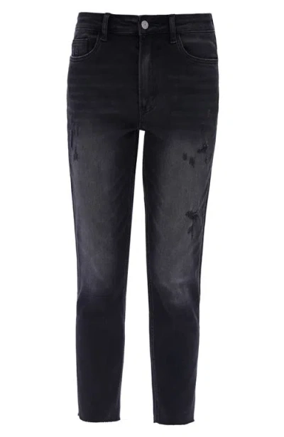 Bayeas High Waist Distressed Ankle Straight Leg Jeans In Black
