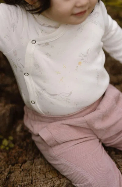 Pehr Long Sleeve Organic Cotton Wrap Bodysuit In Neutral
