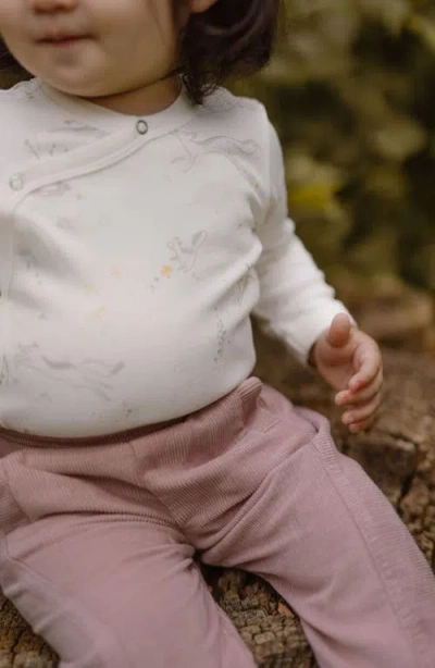 Pehr Long Sleeve Organic Cotton Wrap Bodysuit In Neutral