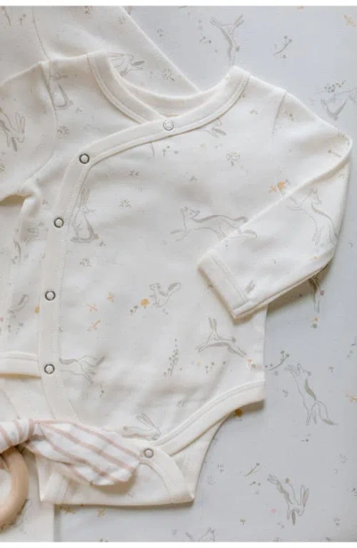 Pehr Long Sleeve Organic Cotton Wrap Bodysuit In Neutral