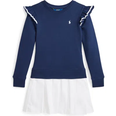 Polo Ralph Lauren Woven-skirt Terry Dress In Blue