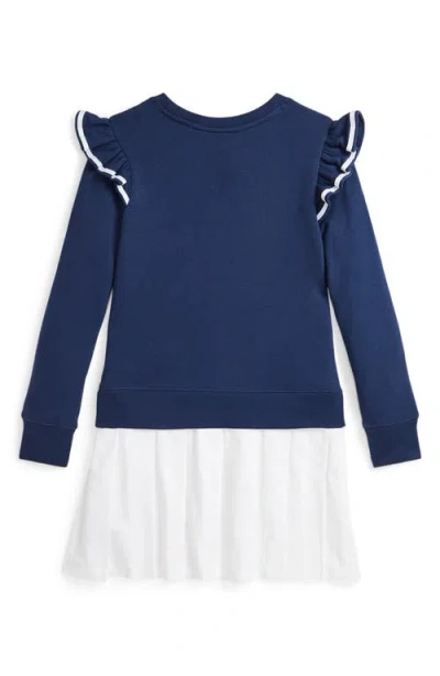Polo Ralph Lauren Woven-skirt Terry Dress In Blue
